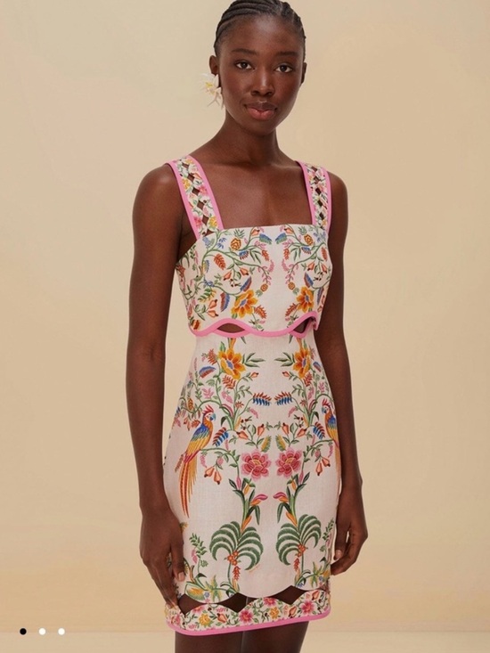 FARM Rio Dresses & Skirts - 🦜 Anthropologie Farm Rio Delicate Forest Pink Floral Cut Out Dress XL
